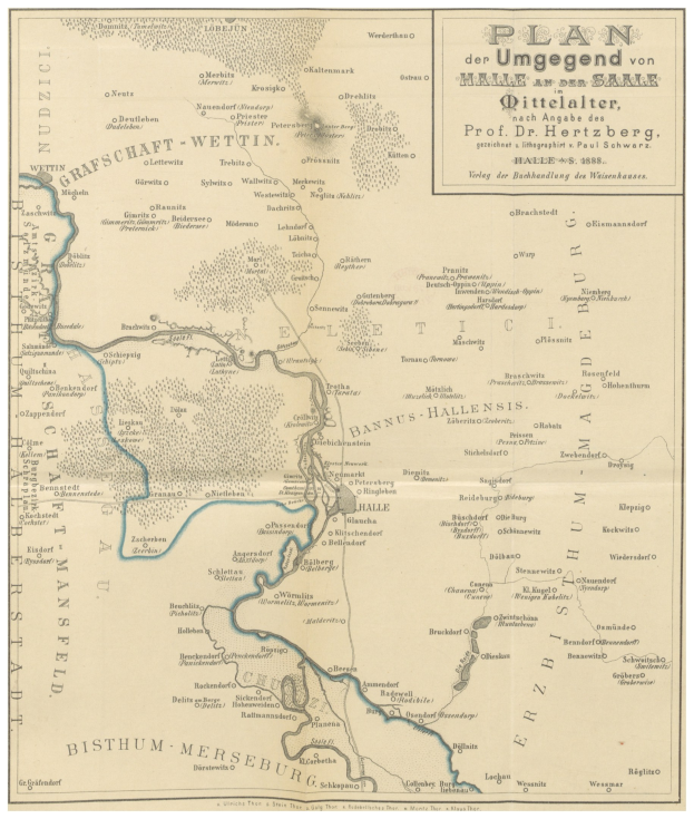 Eine Karte des Deutschen Reichs aus dem 19. Jahrhundert, die den Rhein hervorhebt und von begleitendem Text umgeben ist.