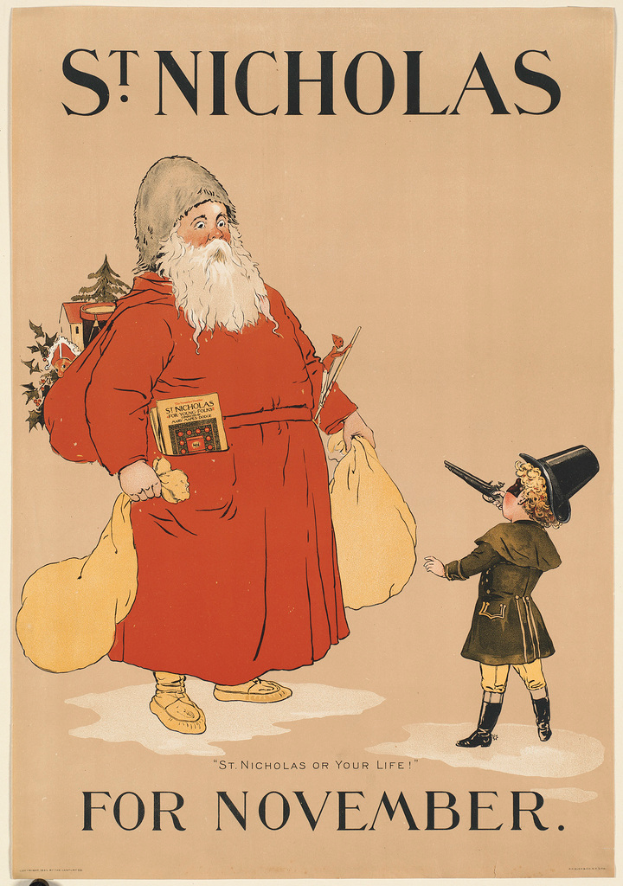 Das Cover des Buches "St. Nikolaus für November" zeigt den Weihnachtsmann und ein Kind.