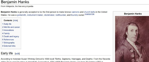 Screenshot einer Wikipedia-Seite mit Text auf der rechten Seite und einem Porträt einer Person.