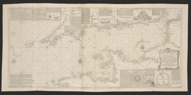Eine Karte der Britischen Jungferninseln ist auf einem Blatt Papier zentriert, umgeben von Bildern und Text mit einem dunklen Hintergrund.