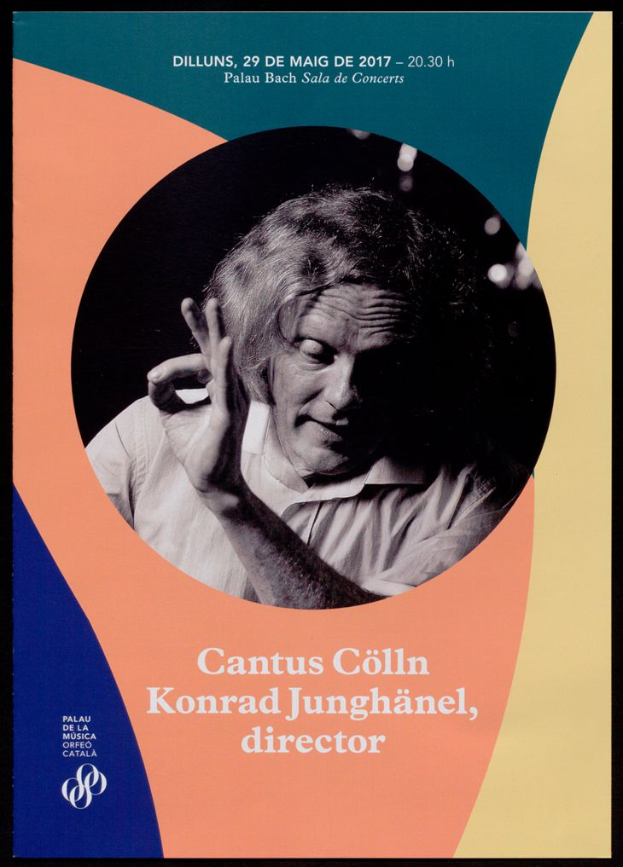 Plakat mit einem Bild von Cantus Collin und Konrad Junghänel, wahrscheinlich mit Informationen über ein Konzert.