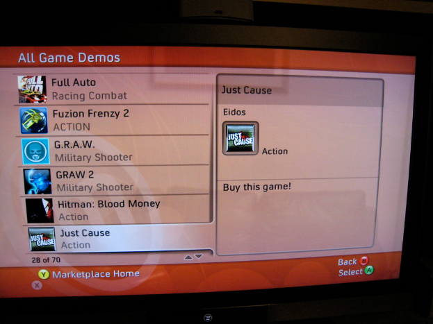 Ein Bildschirm mit verschiedenen Apps und der Aufschrift "All Game Demos".